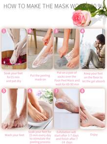 2包(4入)足部去角質面膜,去除死皮,適用於乾燥和龜裂的腳部,滋潤和軟化腳部,玫瑰香氣