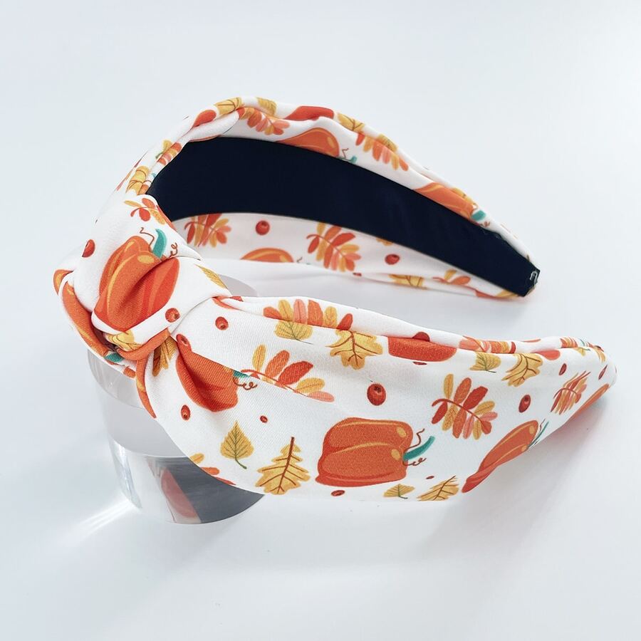 1 chiếc băng đô nhung thắt nút hình quả bí ngô, lá phong và quả táo thời trang thường ngày dành cho nữ, thích hợp cho lễ hội và sử dụng hàng ngày Halloween - Màu Cam san hô - Xem 1