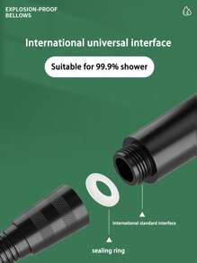 1pc 2m/1.5m Stainless Steel Black Reinforced Shower Hose, 304 Shower Pipe, Shower Head Connector For Water Heater Outlet, Bathroom Accessory Set - View 4