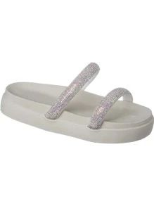 Sandália Carnaval 2025 Feminina Papete Birken Brilho Strass Confortável - Bege - Visão 1