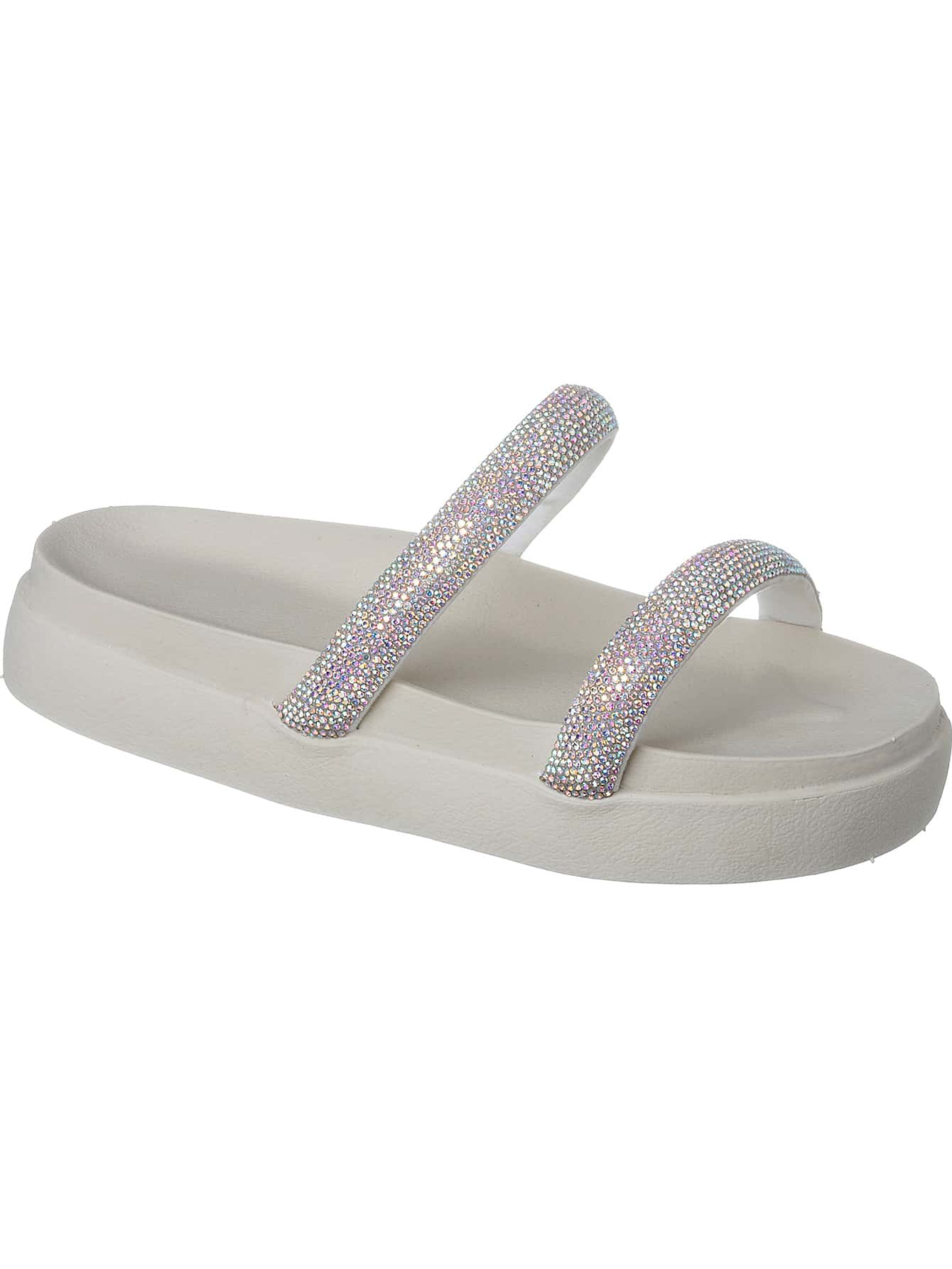Sandália Carnaval 2025 Feminina Papete Birken Brilho Strass Confortável - Bege - Visão 1