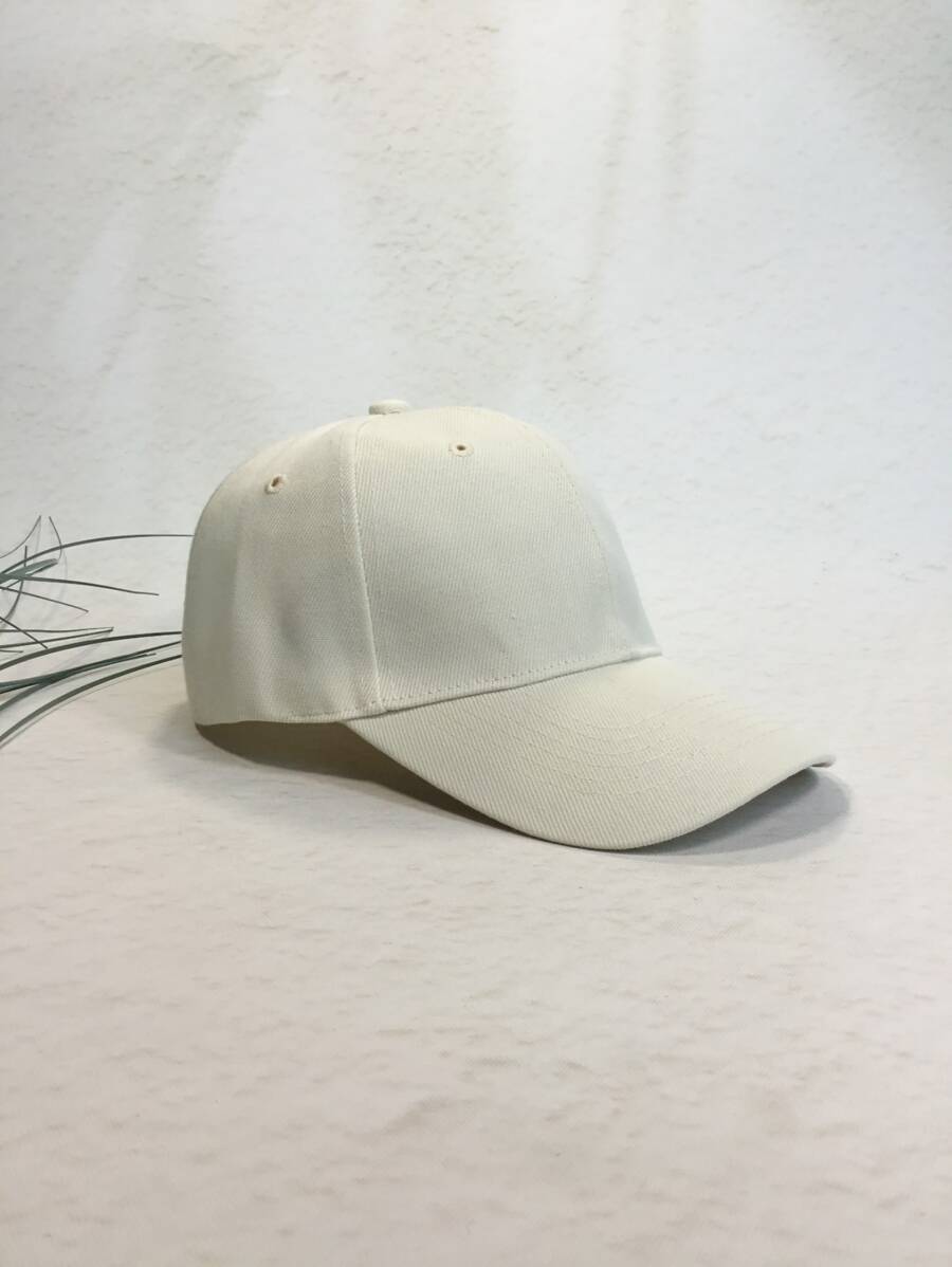 女士纯色棒球帽，简约百搭，时尚百搭，适合户外骑行、街头休闲等场合。 - 白色 - 查看 1