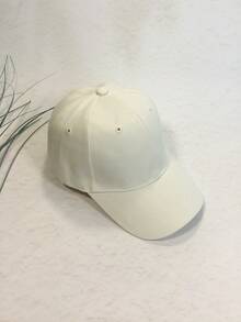 女士纯色棒球帽，简约百搭，时尚百搭，适合户外骑行、街头休闲等场合。 - 白色 - 查看 3