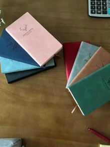 1入組人造皮革紋理質感筆記本適用於商業,會議,辦公室,學習,日誌,天藍色