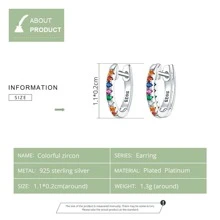 Bamoer正品925純銀圓形圈耳環女士金色耳環純銀珠寶禮物sce498 - 彩色 - 查看 7