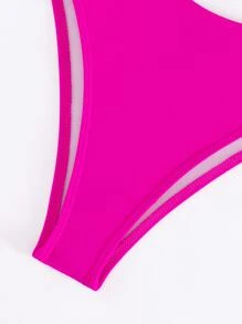 Women's Solid Color Bikini Bottom Sexy Cheeky Shorts Summer - Hot Pink - View 3
