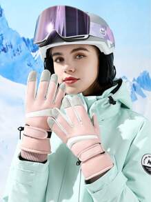 1 雙女式冬季手套防風防水滑雪手套保暖雪地手套適合寒冷天氣滑雪、跑步、騎自行車、運動