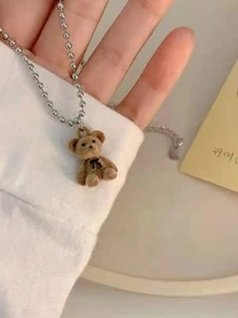 1 件時尚卡通熊吊墜項鍊,適合日常佩戴 - 棕色 - 查看 3