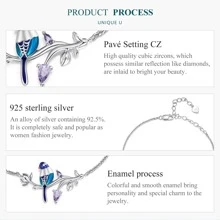 Bamoer 925純銀翠鳥手鍊原創設計女式銀飾品派對首飾bsb127