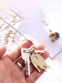 Cute 1pc Men's Golden Retriever Shaped Metal Keychain, Backpack Charm For Dog Lovers, Gift Car Accessories Bag Charm School