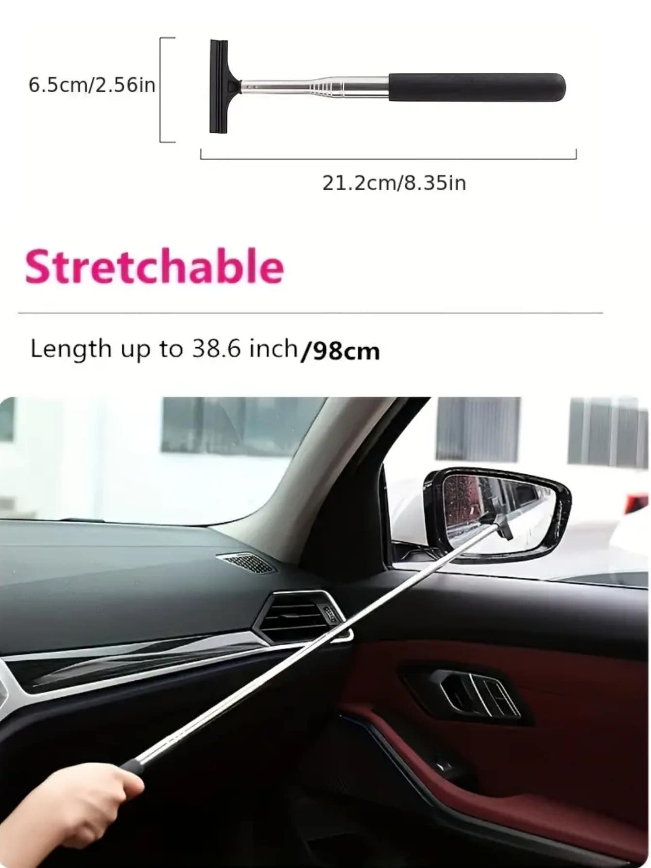 Retractable Rearview Mirror Wiper For Cleaning Snow & Ice On Car