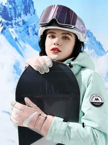 1 雙女式冬季手套防風防水滑雪手套保暖雪地手套適合寒冷天氣滑雪、跑步、騎自行車、運動