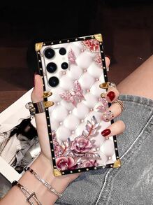 1 buah Casing Ponsel Anti Jatuh dengan Pola Non-3D, Tekstur Kulit Domba Persegi Panjang Datar 2D, Motif Bunga Kupu-kupu Rhinestone, Tepi Kontras, Kompatibel dengan S26 Ultra/S26/S26 Plus/A57 5G/A37 5G/Kompatibel dengan iPhone 18ProMax/18pro/17 Pro Max/17 Air/14 Pro Max/16/16 Plus/16 Pro/16 Pro Max/7P/8 Plus/XR/XS Max/11/11 Pro/11 Pro Max/12/12 Pro/12 Pro Max/13/13 Pro/13 Pro Max/14/14 Pro/14 Plus/14 Pro Max/15/15 Pro/15 Plus/15 Pro Max, Galaxy S25 FE/A17/A07, - Berwarna merah muda - View 6
