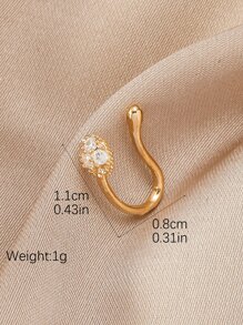 yhvmcl 1 件蝴蝶水钻和方晶锆石装饰鼻夹，适合女士，优雅高端风格，适合日常佩戴 - 金黃色 - 查看 3