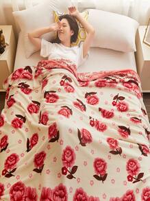 1pc Printed Thin Quilted Blanket For All Seasons, Made Of Gold Mink, Perfect For Summer Nap And Bedroom Home Decor