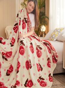1pc Printed Thin Quilted Blanket For All Seasons, Made Of Gold Mink, Perfect For Summer Nap And Bedroom Home Decor