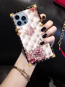 1 buah Casing Ponsel Anti Jatuh dengan Pola Non-3D, Tekstur Kulit Domba Persegi Panjang Datar 2D, Motif Bunga Kupu-kupu Rhinestone, Tepi Kontras, Kompatibel dengan S26 Ultra/S26/S26 Plus/A57 5G/A37 5G/Kompatibel dengan iPhone 18ProMax/18pro/17 Pro Max/17 Air/14 Pro Max/16/16 Plus/16 Pro/16 Pro Max/7P/8 Plus/XR/XS Max/11/11 Pro/11 Pro Max/12/12 Pro/12 Pro Max/13/13 Pro/13 Pro Max/14/14 Pro/14 Plus/14 Pro Max/15/15 Pro/15 Plus/15 Pro Max, Galaxy S25 FE/A17/A07, - Berwarna merah muda - View 5