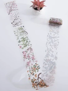 1入組花卉圖案裝飾膠帶適用於計畫冊 - 粉色 - 查看 2