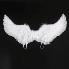 Fantasia de Asa de Anjo ou Diabo - Asas De Penas / Halloween / Natal / Anjo - Branco - Visão 1