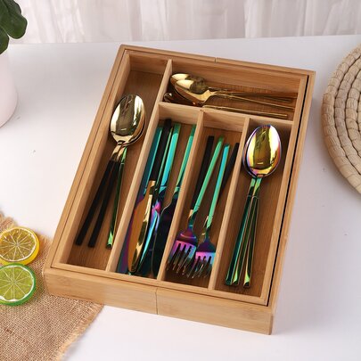 1pc Natural Bamboo Extendable Storage Box