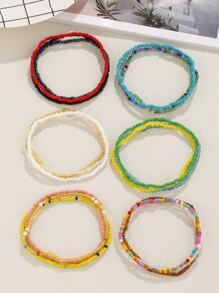 18pcs/Set Multicolored Glass Seed Beads Ankle Bracelets - Multicolor - View 2