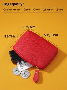 Fashion Women Pu Wallet Lightweight Pattern Cash ID Card Credit CardPortable Pocket Small Pocket Wallet Short Wallet Malist Fashion Modern Business For Anniversary For Christmas On Valentine Day For Birthday Gift For Gift For Couple For Girls For Lady For Female Bag School Supplies For School Dorm Room & Back To School Pouch For Women Wallet Mini Wallet Purse Wallet Coin Wallet - Red - View 2
