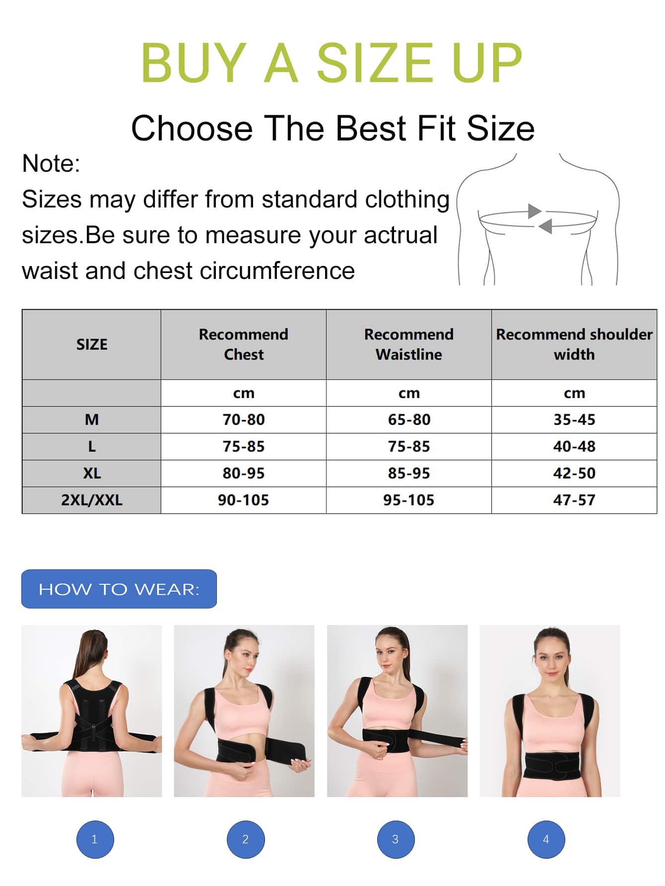 VBOSI (Suggest Sizing Up) Adjustable Unisex Sports Back & Waist Support Posture Corrector