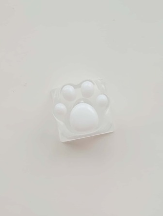 1個白色半透明貓爪設計abs樹脂鍵帽,與十字軸機械鍵盤配件兼容