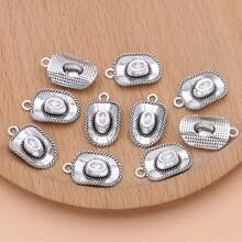 10pcs Antique Silvery Plated Cowboy Hat Charms - Perfect for Jewelry Making, Bracelets, Necklaces, Earrings, Keychains & More