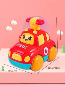 1 Pieza Carro De Fricción De Presión Y Marcha Diseño De Ambulancia O Camion De Bomberos De Dibujos Animados Juguete Para Niños - Rojo - Ver 4