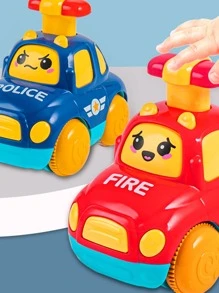 1 Pieza Carro De Fricción De Presión Y Marcha Diseño De Ambulancia O Camion De Bomberos De Dibujos Animados Juguete Para Niños - Rojo - Ver 1