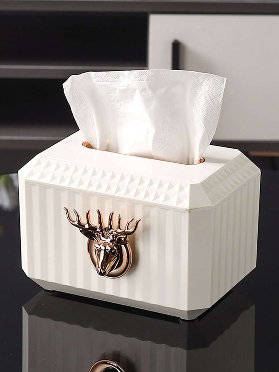 Luxury Plastic Deer Tissue Box Cover, High-grade Automatic Pop-up Tissue Dispenser - White - View 1