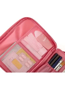 1入/3入組多功能化妝包，旅行化妝收納袋，多格設計，防水收納空間 - 西瓜粉 - 查看 4