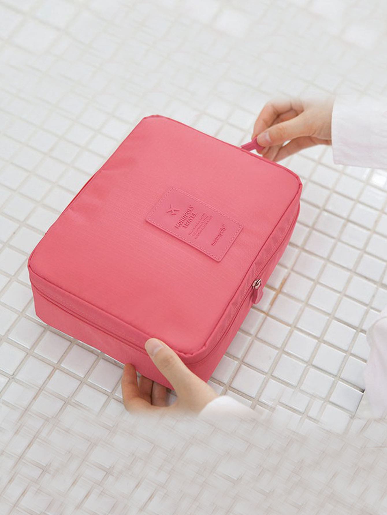1入/3入組多功能化妝包，旅行化妝收納袋，多格設計，防水收納空間 - 西瓜粉 - 查看 1