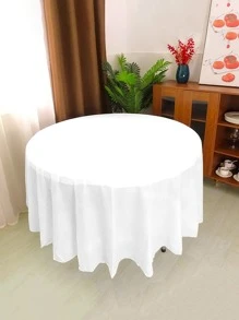 1pc Disposable White Plastic Round Tablecloth, Anti-Stain Table Cover For Home Living Room Dining Table Decoration,Christmas - White - View 3