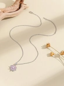 1pc Fashionable Necklace With Flower Design Pendant Valentines,Mom,Mother,Mother's Day,Gift