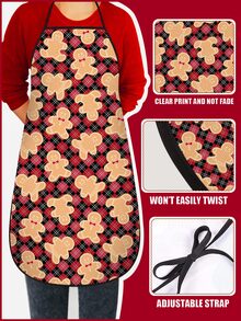 1pc Christmas Cartoon Pattern Waterproof & Stain Resistant Adult Universal Size Kitchen Apron
