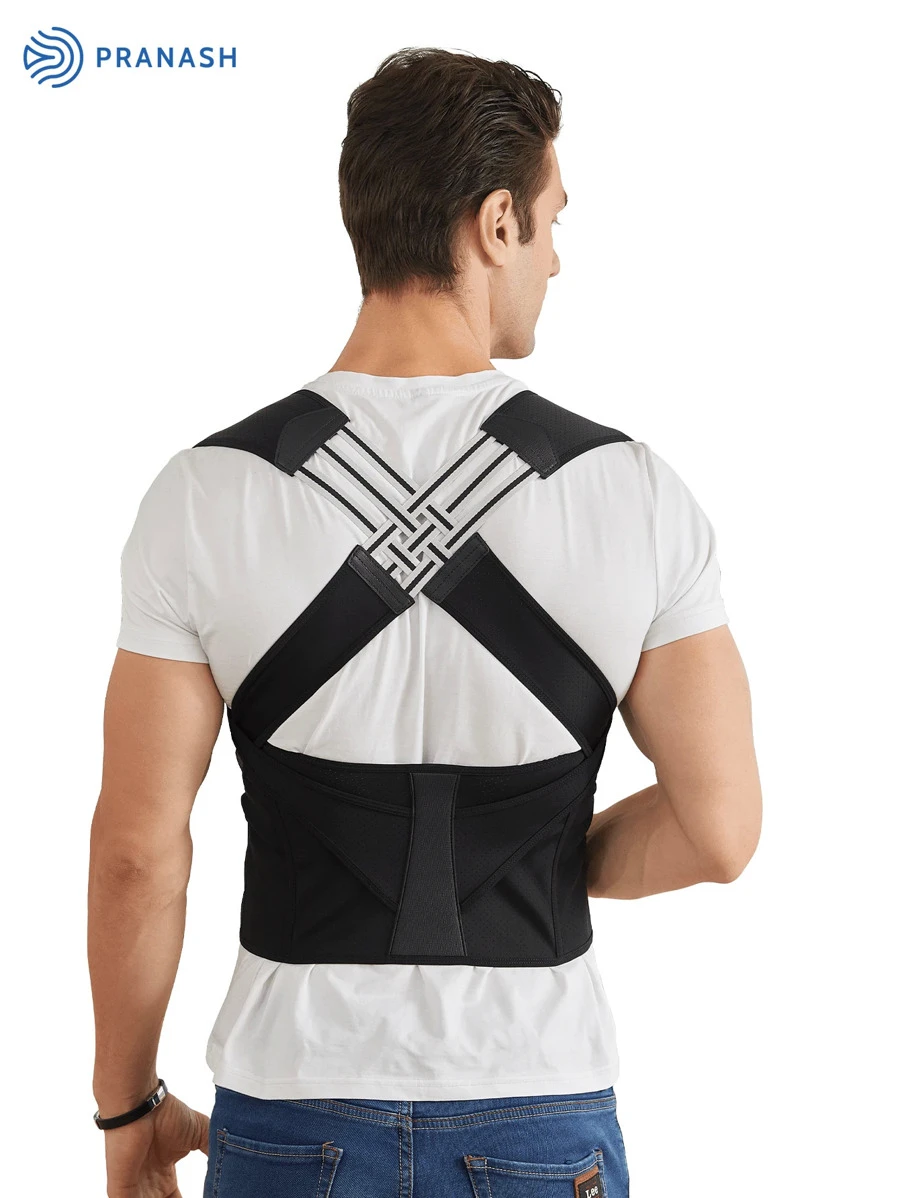 1pc Adjustable Posture Corrector For Men & Women, Invisible Clavicle & Upper Back Support With Comfortable Neck And Shoulder Alignment – Black