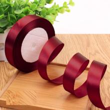 1pc 2cm Colorful Polyester Gift Wrapping Ribbon, Silk Ribbon, Satin Ribbon, Handmade Jacquard Ribbon, Wedding Decoration, Floristry Ribbon, Cake Decorating Ribbon - Burgundy - View 1