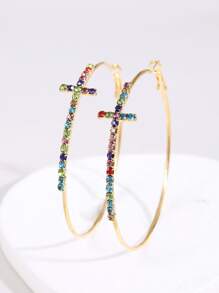 1pair Cross Design Women's Earrings - Multicolor - View 3