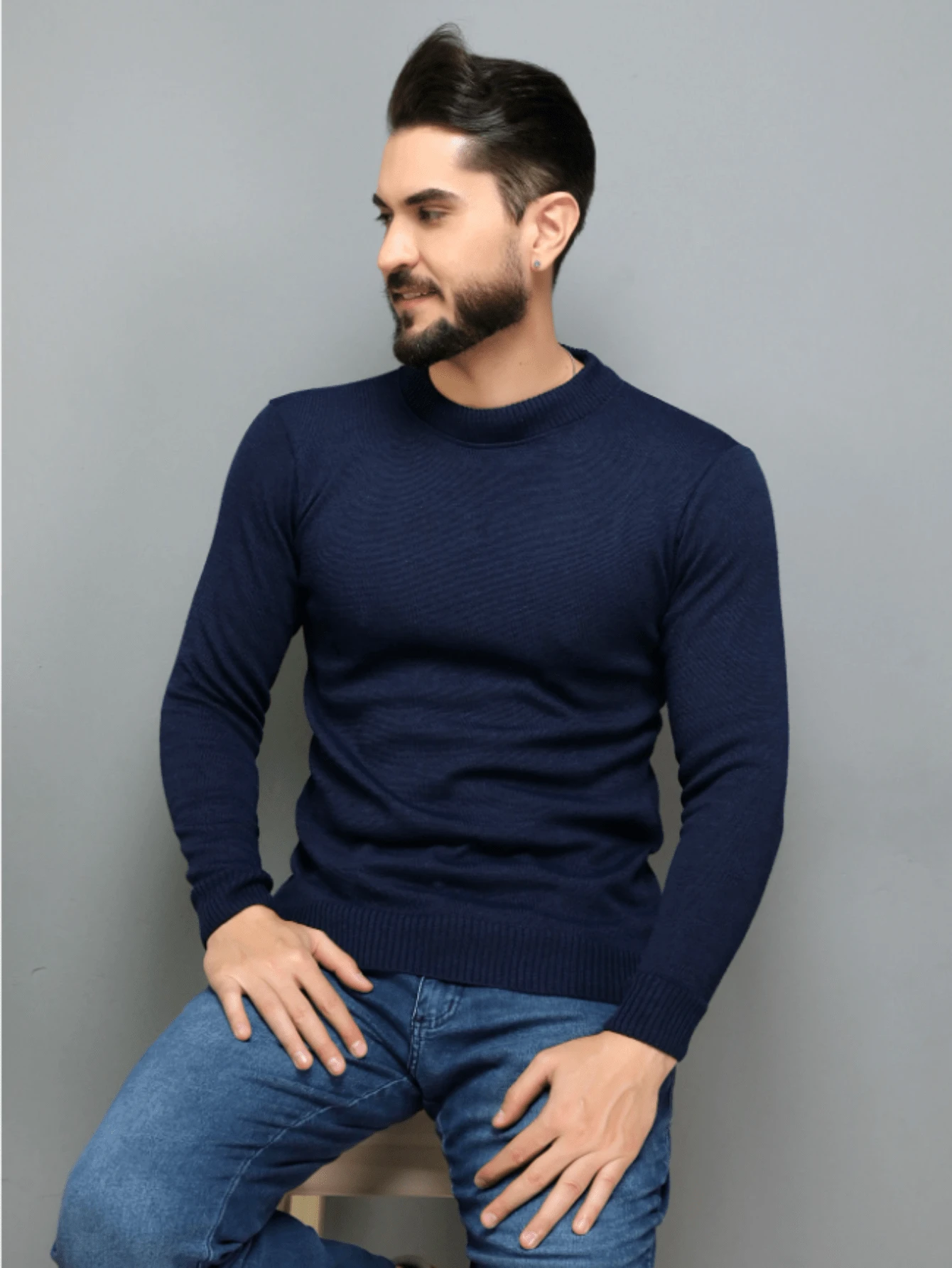 Men Sweaters - Màu xanh lam - Xem 1