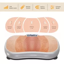 Máquina de ejercicios con placa vibratoria, 10 modos, plataforma de Fitness con vibración para entrenamiento de cuerpo entero, con bandas de bucle, cuerda para saltar, Altavoz Bluetooth - Blanco - Ver 4