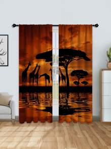 2pcs/Set Dusk Prairie Blackout Curtains