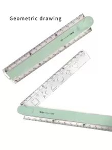 1 chiếc thước nhựa acrylic trong suốt, có thể gập lại, đơn giản, dùng cho học sinh vẽ. - màu xanh lá - Xem 1