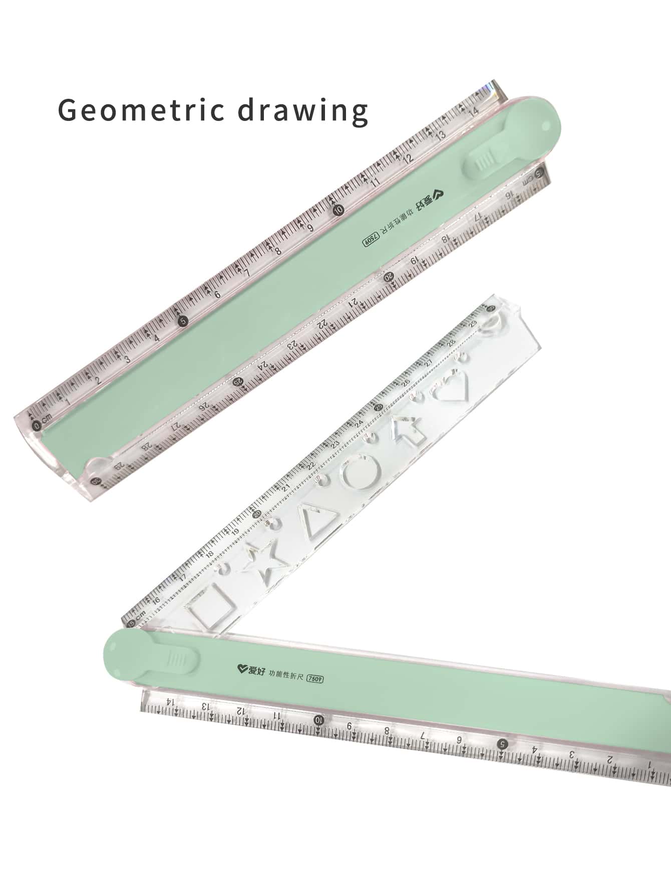 1 chiếc thước nhựa acrylic trong suốt, có thể gập lại, đơn giản, dùng cho học sinh vẽ. - màu xanh lá - Xem 1