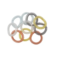 10 ligas para cabello transparentes con color espiral elásticas - Multicolor - Ver 1