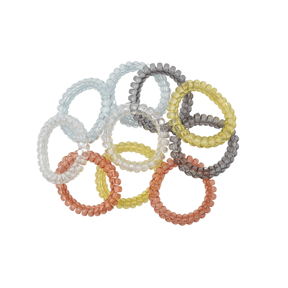 10 ligas para cabello transparentes con color espiral elásticas - Multicolor - Ver 1