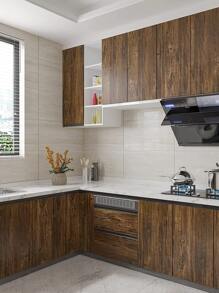 1入組自黏式防水&防潮衣櫃櫥櫃貼紙適用於內部牆壁,櫥櫃門,家具裝修,帶木紋圖案,理想適用於客廳,臥室,學習房間和背景牆面裝飾 - 彩色 - 查看 6