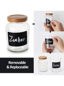 120pcs Blackboard Style Square Pvc Stickers, Writable Black Adhesive Labels For Storage Classification And Reminder - Black - View 3