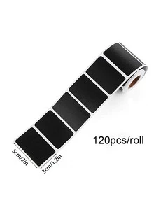 120pcs Blackboard Style Square Pvc Stickers, Writable Black Adhesive Labels For Storage Classification And Reminder - Black - View 4